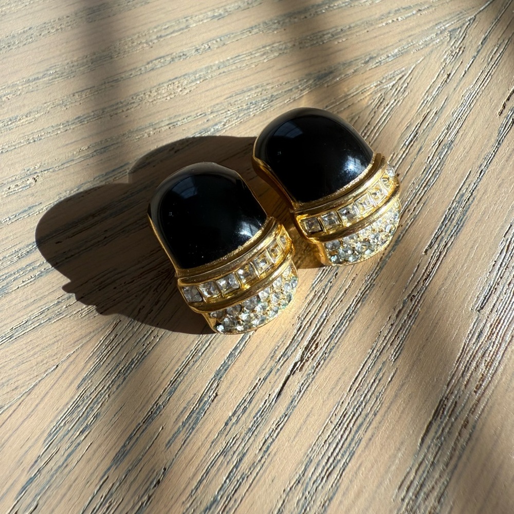 Dior Black and Gold Crystal Earrings